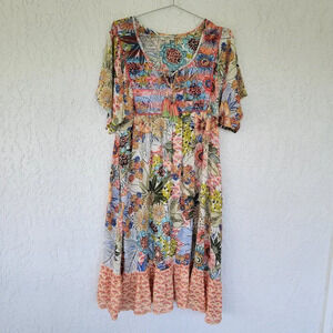 Orientique Australian Floral Dress Womens Size XS Multicolor